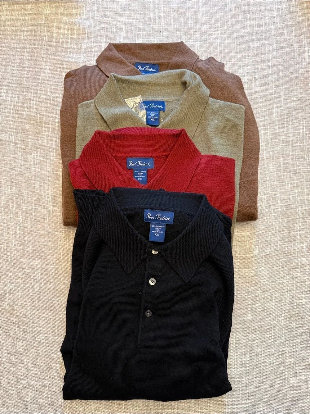 Lot of 4 Paul Fredrick Mens XXL 100% ExtraFine Merino Wool Button Down L/S Shirt